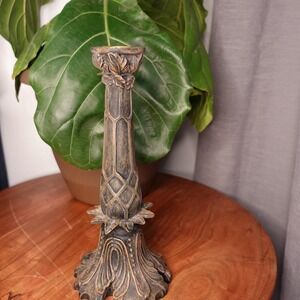 Vintage Tall Single Ornate‎ Brown Candlestick Holder Home Decor
